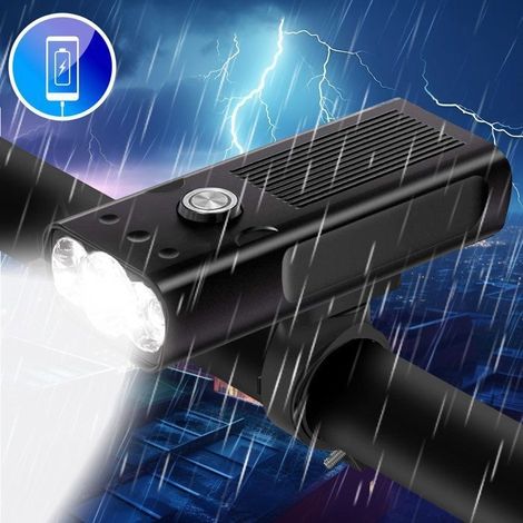 (schwarz) Fahrradlampe, Wiederaufladbar Über Usb-anschluss – Leistungsstarker Fahrradscheinwerfer, 3000 Lumen, Wasserdicht Nach Ipx5 – 3 Helligkeitsstufen, Für Fahrräder
