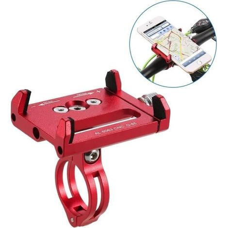 (rot) Handyhalterung – Universal – Verstellbar – Rot – Aluminiumlegierung – Mountainbike