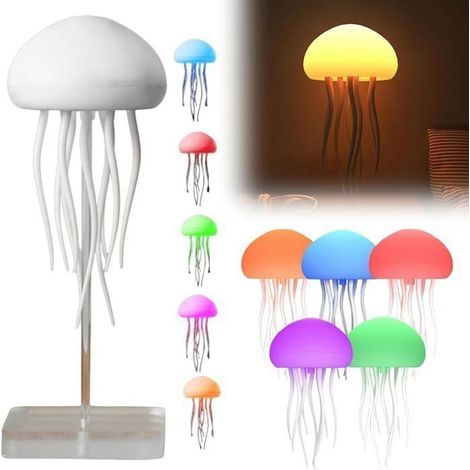 (mehrfarbige) Quallenlampe, Quallen-nachtlicht, Niedliche Quallen-nachttischlampe Mit Rgb-farbverlauf, Nachttischlampe Mit Berührungssensor, Nachtlicht