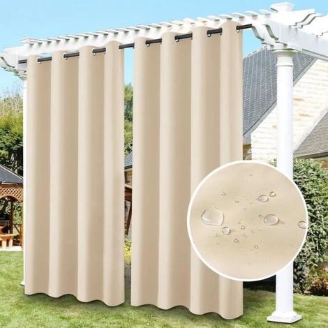 (beige) Outdoor-vorhang – Beige – 132 X 244 Cm – Uv-beständig – Wasserdicht – Verdunkelnd