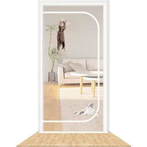 Verstärkte Katzenklappe, 100 Cm X 210 Cm, Ystp-haustierbeständig Mit Reißverschluss, Weiß