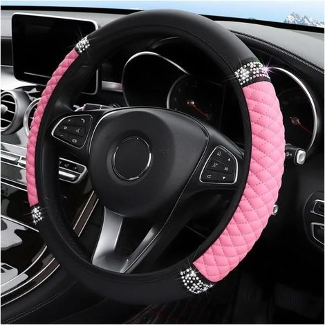 (pink) Lenkradbezug – Universal – Pink – Rutschfestes Pu-leder – 37–38 Cm – Lebendiges Design