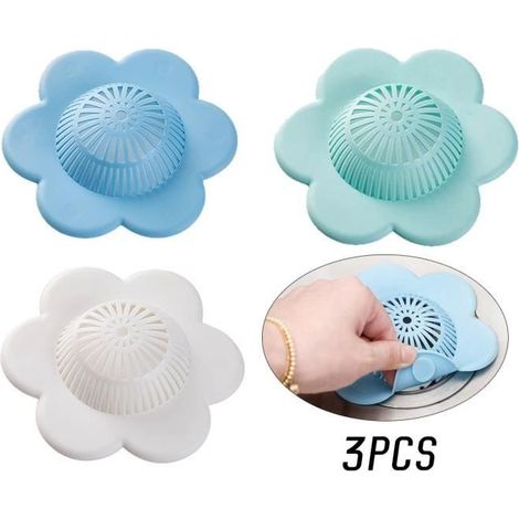 (weißer) Badewannenstöpsel – Nicht Näher Spezifiziert – Blütenförmiger Abflusssieb – Pvc – 13 X 13 Cm – 3 Stück