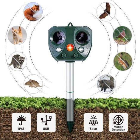 Netboat Outdoor Katzenabwehrgerät - Solarbetriebenes Ultraschall-katzenabwehrgerät Mit Einstellbarer Empfindlichkeit Und Frequenz (2 Stück)