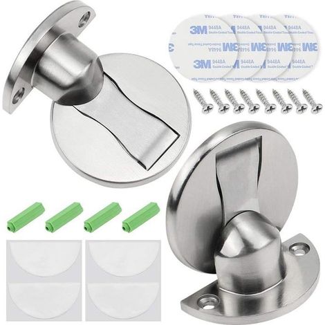 (silberne) Magnetische Türstopper – Wandschutz – 2er-pack – Einfache Montage – Silber – Starker Magnet