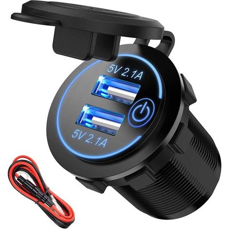 Usb-zigarettenanzünder, Zwei Usb-anschlüsse (4,8 A, 12 V), Wasserdichter Usb-anschluss (5 V/2,4 A), Kfz-ladebuchse Mit Led-anzeige