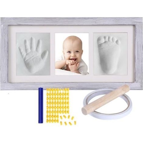 Doppelter Fußabdruck-fotorahmen – Baby – Hand- Und Fußabdruck-set – Massivholz – Schadstofffrei – Für 2 Bis 4 Fotos