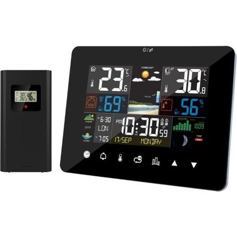 Kabellose Wetteruhr – Digitale Wetteruhr Mit Außensensor – Thermometer, Temperatur, Luftfeuchtigkeit, Barometer, Wecker
