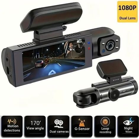 Auto-dashcam Mit 1440p+1080p-videoaufzeichnung, 150°-weitwinkel-doppelkamera, 3,16"-ips-lcd-bildschirm, 24-stunden-parkmodus