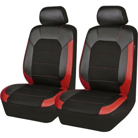 (schwarz + Rot) Sitzbezüge - Mioloe - Universal - Schwarz + Rot - Pu-leder - 4-teilig