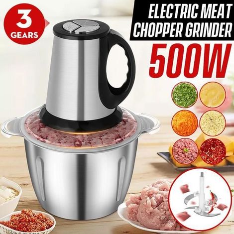 Unique V 3l 220v 550w Elektrischer Fleischwolf Mit 4 Klingen Und 3 Geschwindigkeiten – Multifunktionale Küchenmaschine Für Fleisch, Gemüse, Gewürze, Knoblauch Und Zum Schneiden