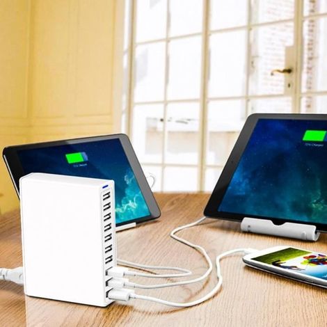 Ladegerät – Dilwe – 50 W, 10 A – 10 Usb-anschlüsse – Schnellladefunktion – Universal 100–240 V