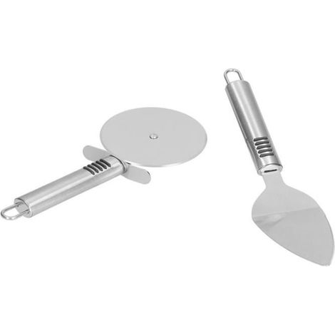 Pizzawender, Pizzaschneider, 2-teilig, Klinge Aus Edelstahl, Polierte Oberfläche, Ergonomischer Griff, Pizzaschieber, Pizzaroller