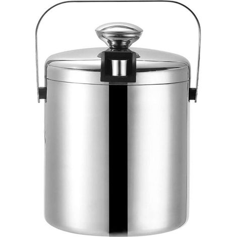 Eisbehälter Aus Edelstahl Mit Deckel, Zange Und Sieb, Doppelwandig Isoliert, 1,3 L Yyv