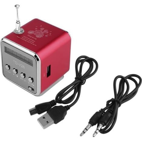Tragbarer Mini-stereo-lautsprecher Mit Superbass Und Micro-usb-anschluss Für Mp3-musik – 4 Fm-radios, Rot