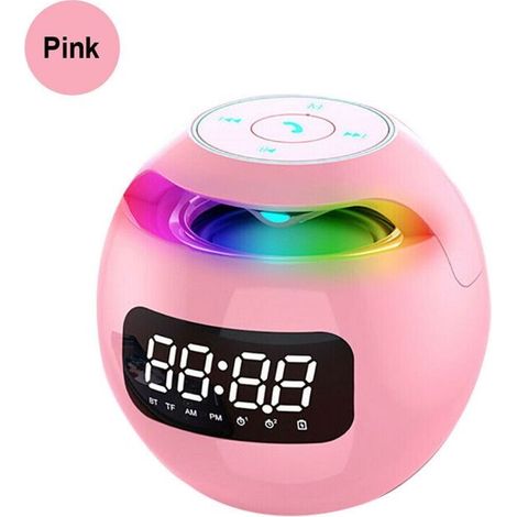 Digitales Led-nachtlicht, Tf/fm-wecker, Bluetooth-radio, Lautsprecher, Nachttisch, Rosa