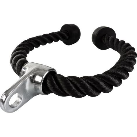 (schwarzes) Trizeps-zugseil – Nylon, 68 Cm – Rutschfeste Griffe – Schwarz