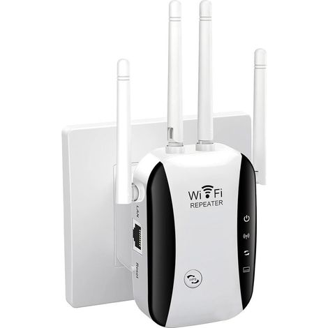 300-mbit/s-wlan-repeater, 2,4-ghz-wlan-verstärker Mit Wps, 4-antennen-wlan-repeater, 1 Lan-anschluss, Reichweite Bis Zu 300 M²