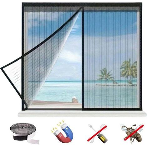 (schwarz) Fenster-moskitonetz, 150 X 130 Cm, Kein Bohren Erforderlich, Für Fenster, Türen, Terrassen, (schwarz, 1 Stück)