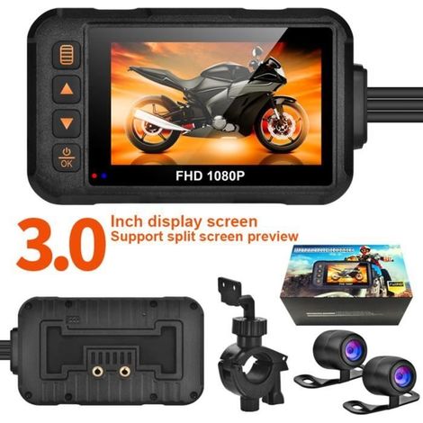 3-zoll-wasserdichte Motorradkamera, 1080p-dashcam Mit Front- Und Rückkameraaufzeichnung, Schwarzweiß-nachtsicht Und Halterung
