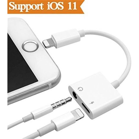 2-in-1-adapter – Rock – Iphone – Lightning-ladegerät – 3,5-mm-kopfhöreranschluss – Gleichzeitige Audioausgabe