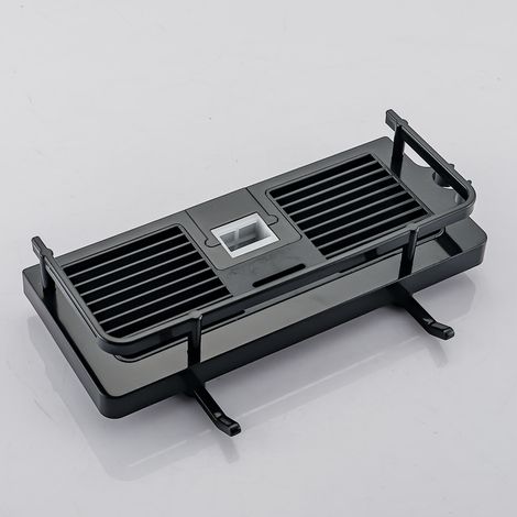 Schwarze Duschablage 30 X 18 Mm, Badezimmeraufbewahrung, Bohrfreie Duschablage Mit Seifenschale, Haken Und Wandmontierter Handtuchstange, Rostfreie Selbstklebende Halterung