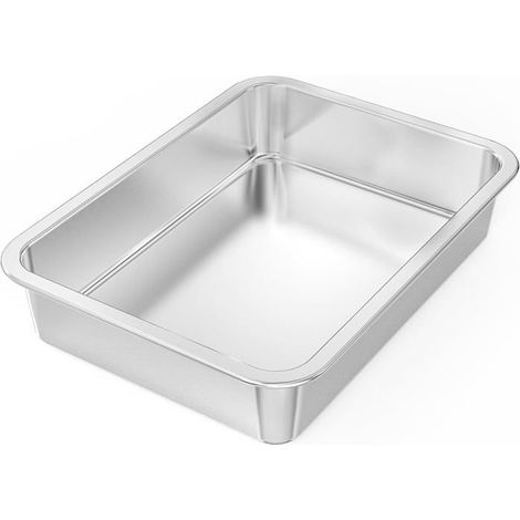 (silber) Rechteckige Auflaufform, Backblech, Große Edelstahl-auflaufform Für Kuchen, Pizza, Grillgut, Brathähnchen, 35,7 X 26,5