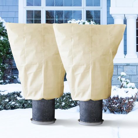 Beige Winter-pflanzenschutzhülle, 2-teilig (120 X 180 Cm): Mit Reißverschluss, Geeignet Für Pflanzen, Uv-beständig, Wiederverwendbar