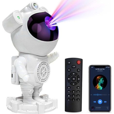 (weiß) Astronauten-led-projektor-nachtlicht – Sternenhimmel-galaxie-nebel – Kingcenton – Bluetooth-lautsprecher – Fernbedienung – Weiß