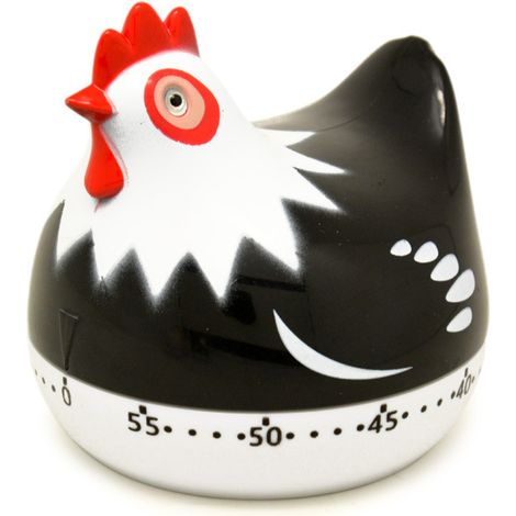 Küchentimer In Hühnerform Im Schwarzen Cartoon-stil