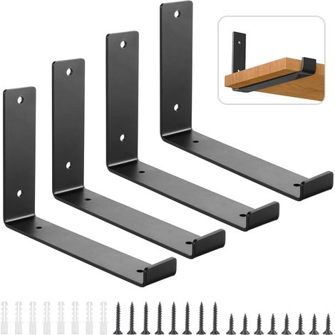 Set Mit 4 Robusten 30 Cm Langen Wandregalträgern Für Industrielle Wandregale Inklusive Passender Schrauben, Schwarz