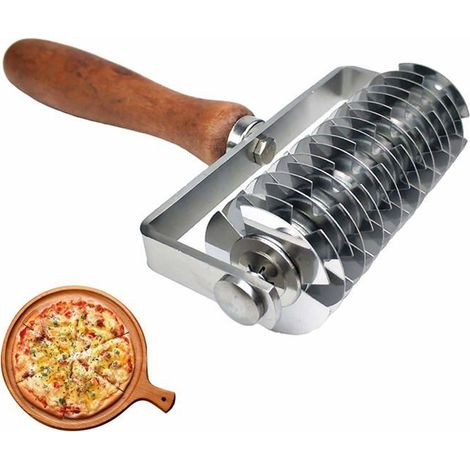 Nudelholz Aus Edelstahl, Pizzateigschneider, Gebäckschneider, Backutensilien Mit Holzgriff Für Kuchen Und Pizzen