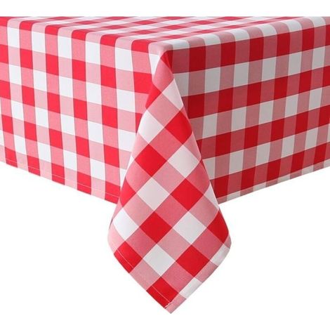 Rechteckige, Rot-weiße Polyester-tischdecke – Fleckenabweisend, Wasserdicht, Waschbar – Für Den Robusten Einsatz Im Freien