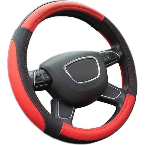 Universeller, Rutschfester Und Atmungsaktiver Autolenkradbezug, Lenkradbezug Aus Mikrofaserleder (36-38 Cm) (rot)