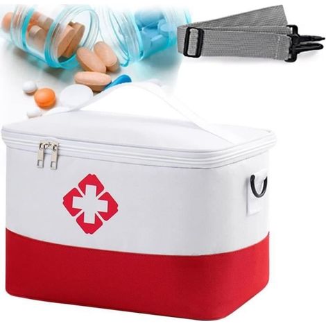 Erste-hilfe-set, Leerer Erste-hilfe-kasten, Reiseapotheke, Tragbare Medikamententasche Mit Tragegurt, Medizinische Notfalltasche, Weiß
