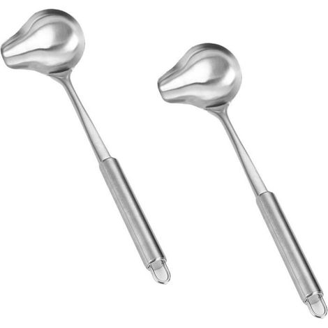 2er-set Schöpfkellen Mit Ausgießer, Saucenkelle Aus Edelstahl, Schöpfkelle In Entenschnabelform Mit Einhängbaren Ösen Zum Halten Von Sauce