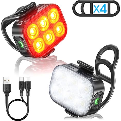 Schwarze Fahrradlampe Mit 2 Wasserdichten, Per Usb Aufladbaren Signallichtern Für Mountainbike-helme Und Rennräder, Q5