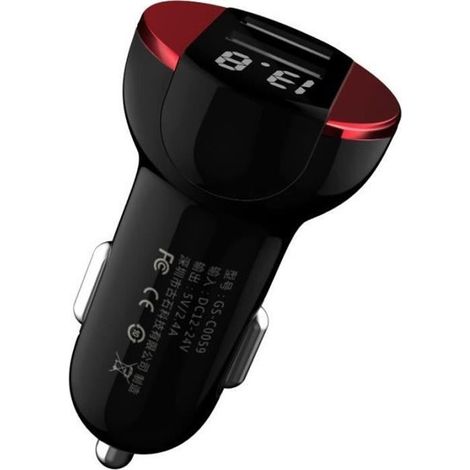 (schwarz+rot, Schwarz+silber) Kfz-ladegerät Mit 2 Usb-anschlüssen – Aluminiumlegierung – Led-digitalvoltmeter – Schnellladefunktion