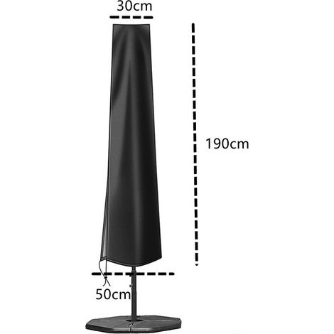 Wasserdichte Schutzhülle Für Sonnenschirme Mit Reißverschluss Und Kordelzug, 190 X 50 Cm, Schwarz