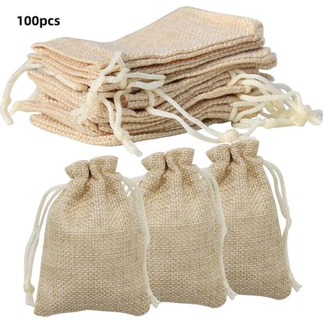 Packung Mit 100 Beigefarbenen Jutebeuteln Mit Kordelzug (20 X 30 Cm), Geschenktüten Für Schmuck/kosmetik/gewürze/bastelarbeiten