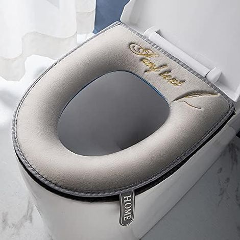 Stück (grau) Weicher Und Dicker Wc-sitzbezug Mit Griff Für Wc-sitze - Waschbar - Passend Für Alle Ovalen Wc-sitze