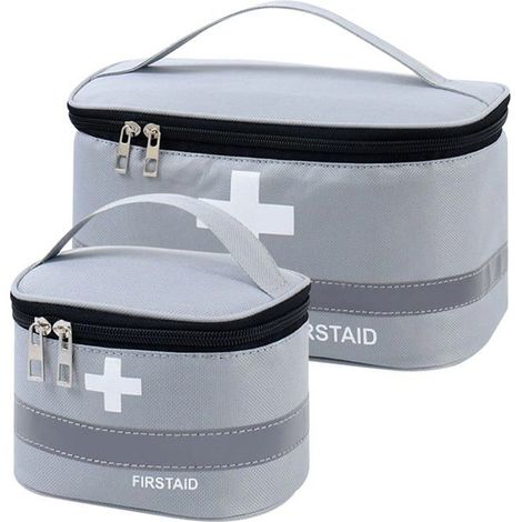 Set Mit 2 Erste-hilfe-sets, Leeren Medikamentenbeuteln, Erste-hilfe-set, Tragbaren Grauen Medizinischen Taschen (b)