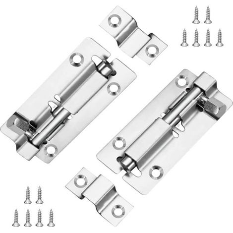 Set Mit 2 Türriegeln, 7,6 Cm, Edelstahl, Inklusive Schrauben, Für Innentüren, Riegelzylinder