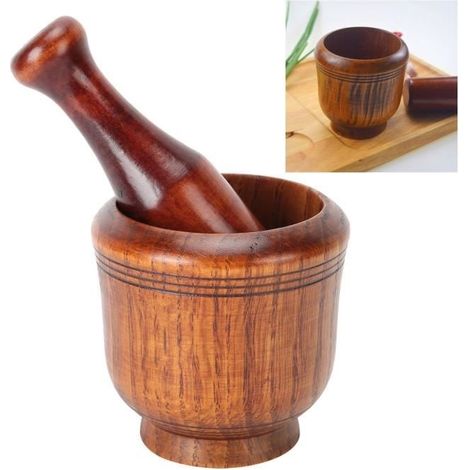 Lar Mörser- Und Stößel-set, Mahlschale Aus Holz, Manuelle Gewürzmühle Für Knoblauch, Ingwer Und Gewürze Für Die Küche, Mörser Und Stößel