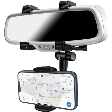 (schwarze) Autohalterung – Schwarz – Spiegelhalterung – 360° Drehbar – Verstellbar – Smartphone-kompatibel