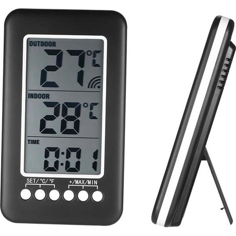 Kabelloses Innenthermometer, Digitales Lcd-thermometer Mit ℃/℉-anzeige Für Innen- Und Außenbereiche Und Uhrzeitanzeige.