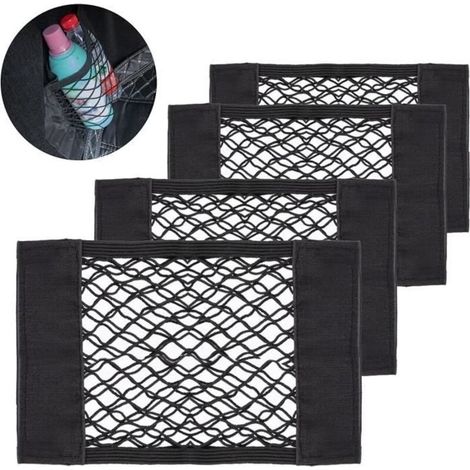 Kofferraum-organizer – Unbekannt – 30 X 25 Cm – Elastisches Netz – 4-teilig – Schwarz