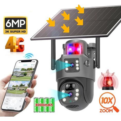 Drahtlose 4g Lte-überwachungskamera Für Den Außenbereich – Farbnachtsicht – Pir-bewegungserkennung – 360°-panoramaansicht