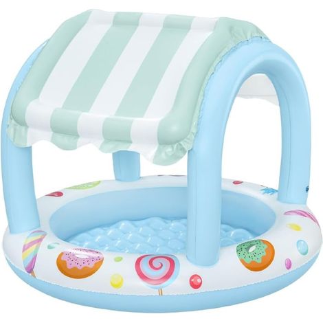 Blaues, Aufblasbares Kinderbecken, 104 X 104 X 84 Cm, Geeignet Für Kinder, Rund Mit Abdeckung, Geeignet Für Garten, Terrasse, Balkon, Sommerpartys