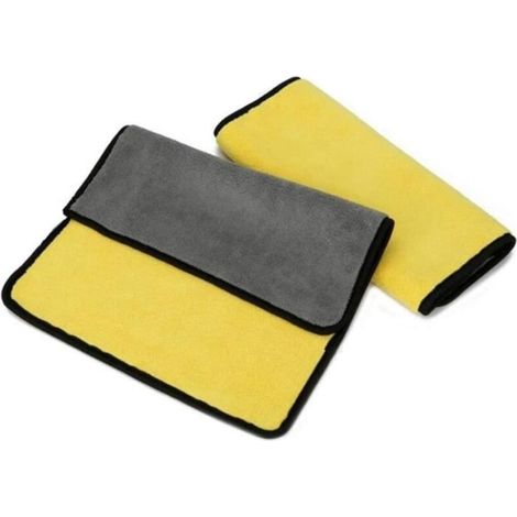 (gelb, Grau) 2-teiliges Set Verdickter Mikrofasertücher, Super Saugfähiges Autowaschtuch, Fusselfrei, 30 X 30 Cm